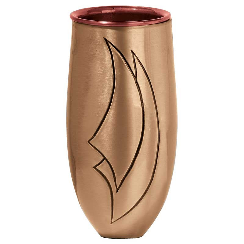 Blumenvase für den Friedhof 19x8cm - Bronze, innen mit Kupfer