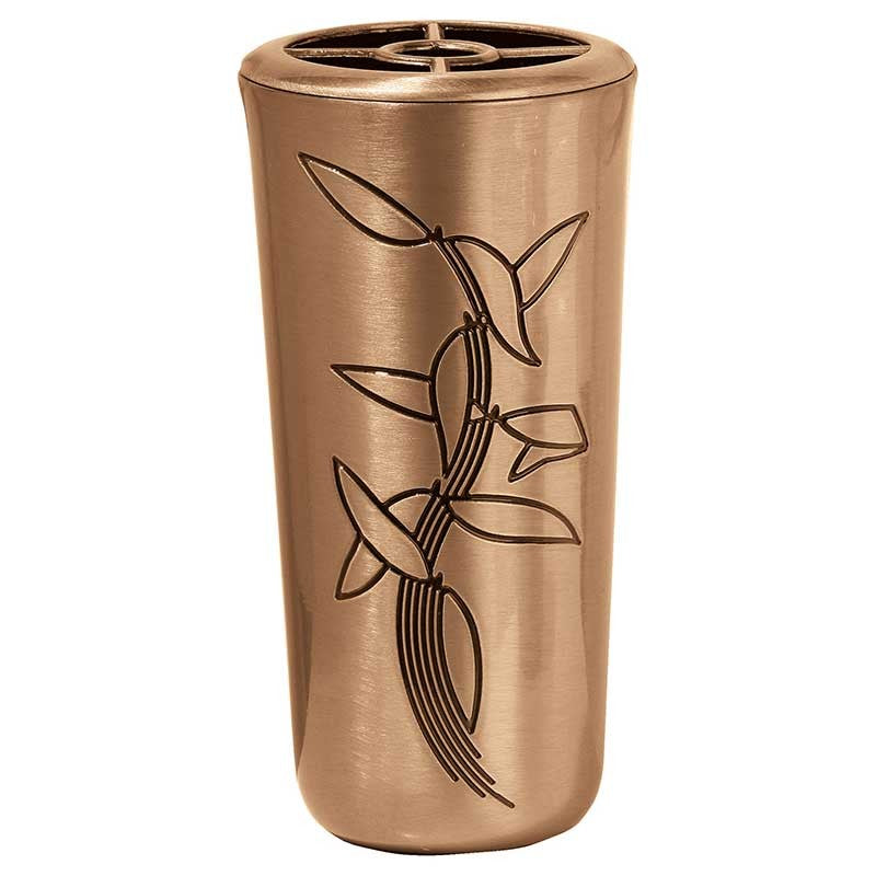 Plasti Vaso Per Tomba Roseta Con Picchetto - Bronzo, Altezza 30 Cm, Capacità 1L, In Plastica Resistente