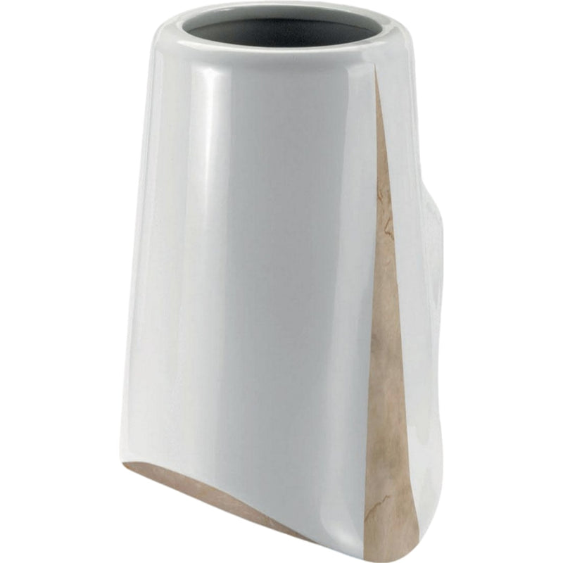 Vase funéraire Giselle 21x13cm - En porcelaine Blanc avec décoration botticino, murale GI128P/BOTT