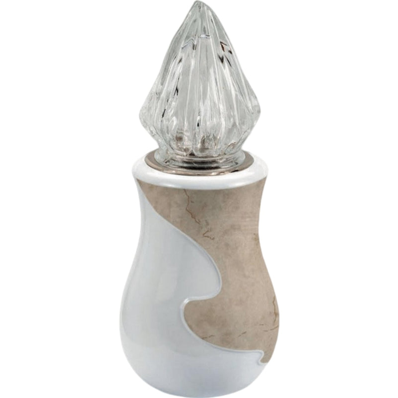 Lampe votive Anna 10x10cm - En porcelaine Blanc avec décoration botticino, murale ANN136P/BOTT