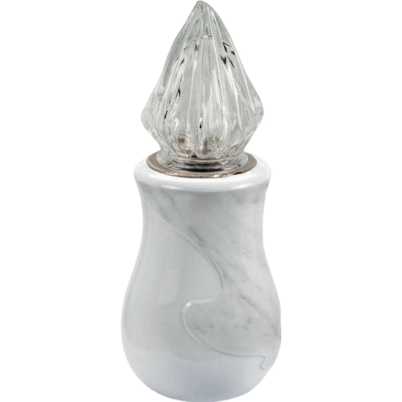 Lampe votive Anna 10x10cm - En porcelaine Blanc avec décoration carrare, au sol ANN136T/CARR