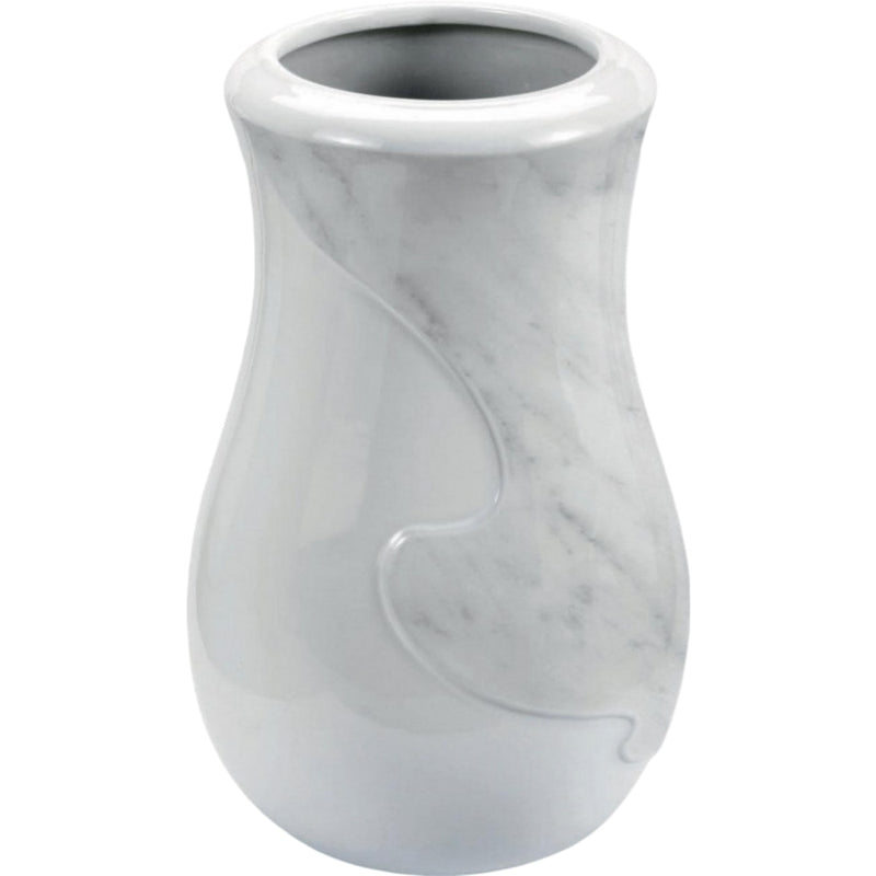 Vase funéraire Anna 21x13cm - En porcelaine Blanc avec décoration carrare, murale ANN134P/CARR