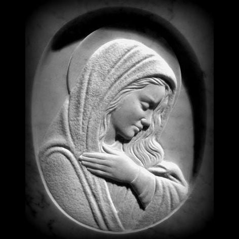 Bajorrelieve Virgen Dolorosa de medio busto - En mármol de Carrara, personalizable ART19