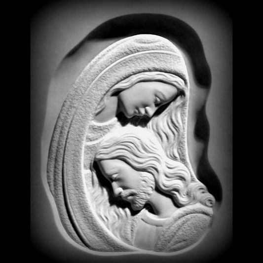 Bajorrelieve rostro del Padre Pío frontal - En mármol de Carrara, personalizable ART34