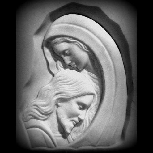 Flachrelief Madonna mit Kind - Aus Carrara-Marmor, personalisierbar ART36