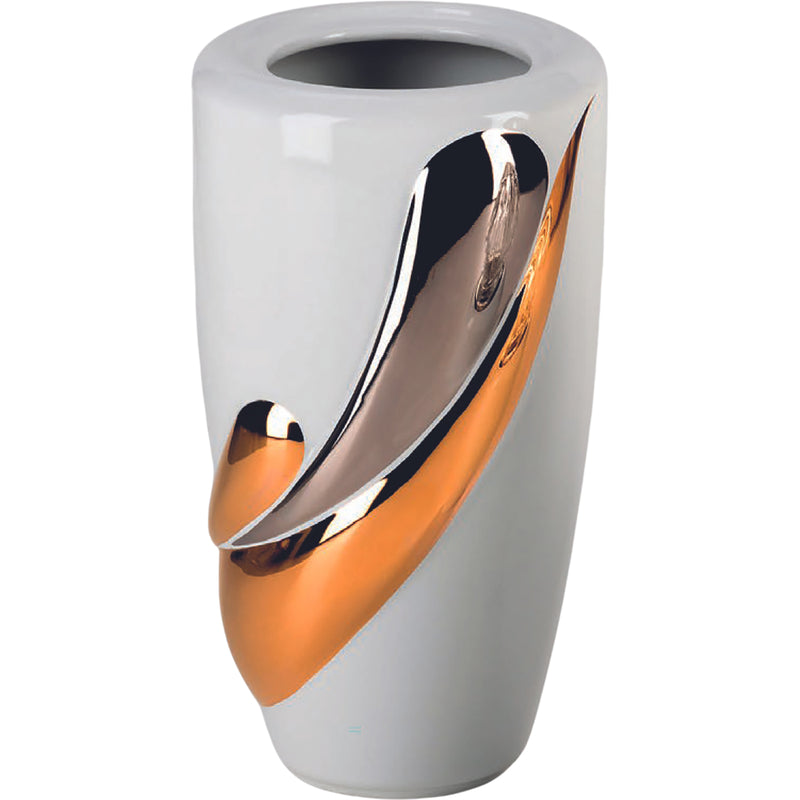 Vase funéraire Life 21x13cm - En porcelaine Blanc avec décoration dorée, murale LIF154P/ORO