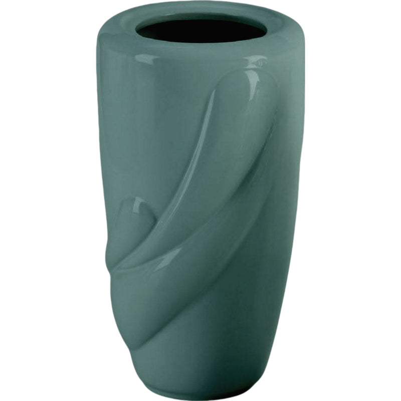 Vaso portafiori per cimitero Life 21x13cm - In Porcellana Verde, a parete LIF154P/V