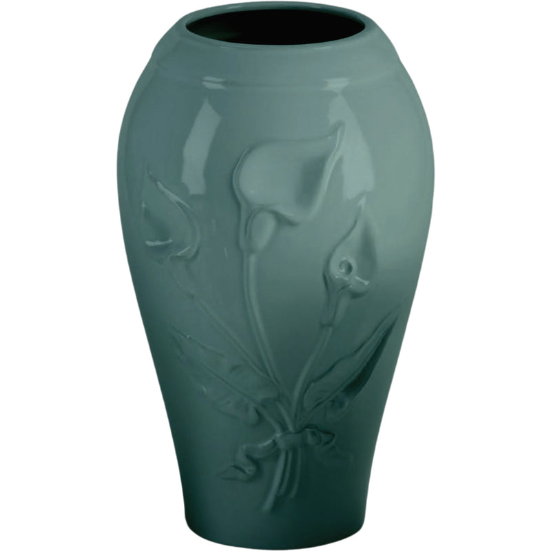 Vaso portafiori per cimitero Calla 21x13cm - In Porcellana Verde, a terra CAL162P/V