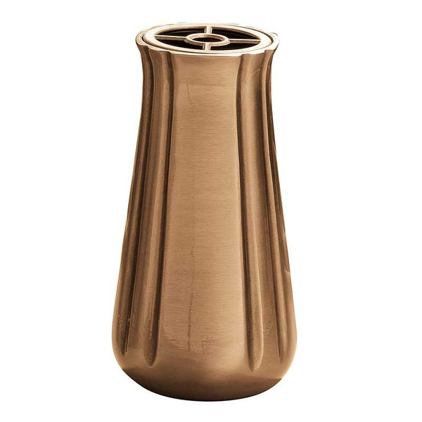 Vaso portafiori per cimitero 25,5x14cm - In bronzo, con interno in pla