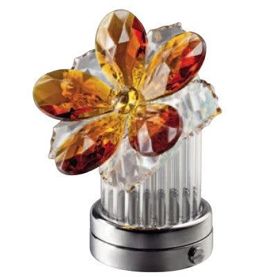 Flamme pour lampe votive - Nénuphar incliné en cristal ambré 8cm