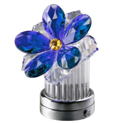 Fiamma per lampada votiva - Ninfea inclinata in cristallo blu 8cm