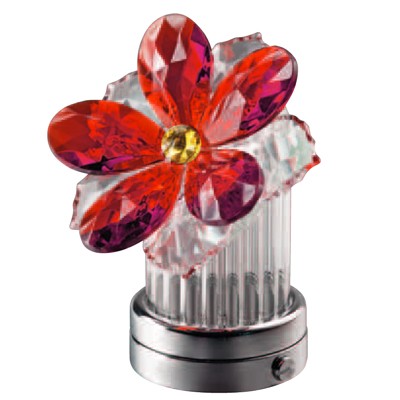 Fiamma per lampada votiva - Ninfea inclinata in cristallo rosso 8cm