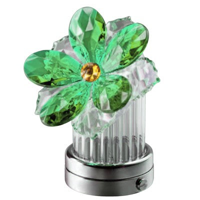 Flamme pour lampe votive - Nénuphar incliné en cristal vert 8cm