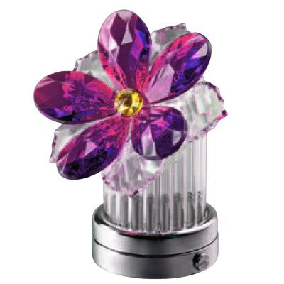 Fiamma per lampada votiva - Ninfea inclinata in cristallo viola 8cm