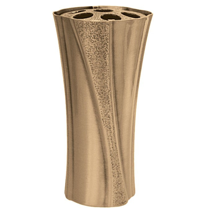 Vase à fleurs pour cimetière 23cm - Bronze, avec intérieur en plastique - Sur pied 102237/P