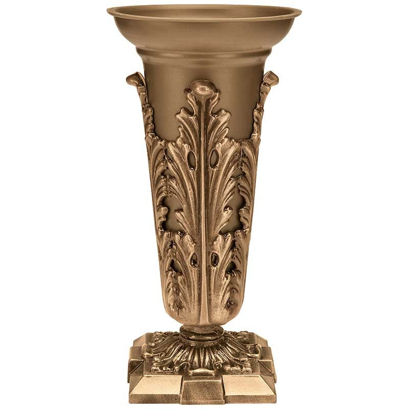 Vaso portafiori per cimitero 20x14cm - In bronzo, con interno rimovibi Vaso portafiori per cimitero 20x14cm - In bronzo, con interno rimovibi