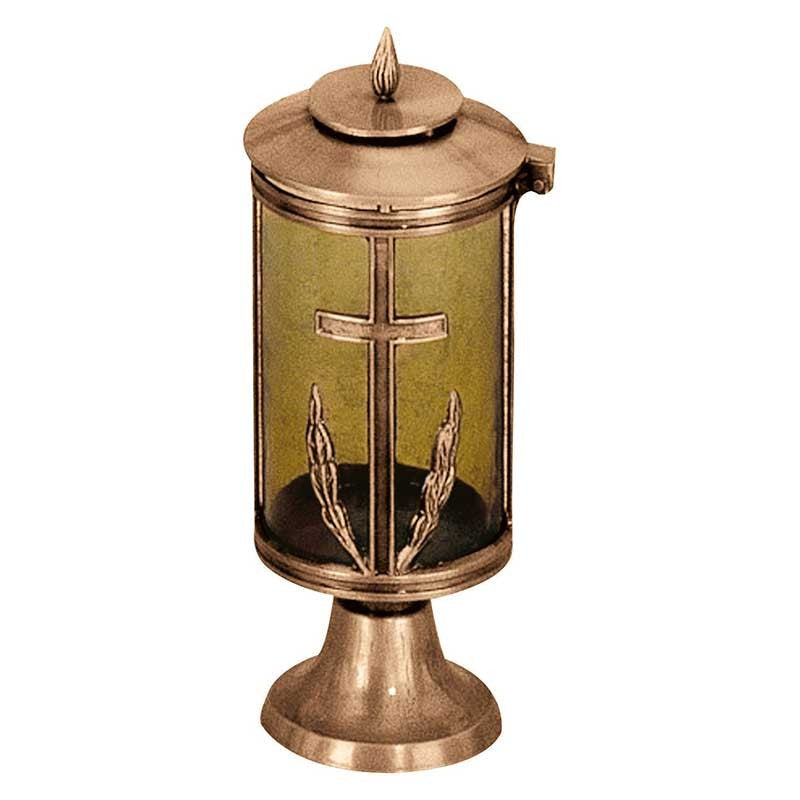 Lampe de cimetière pour bougies votives 22cm - Bronze, sur pied 1164