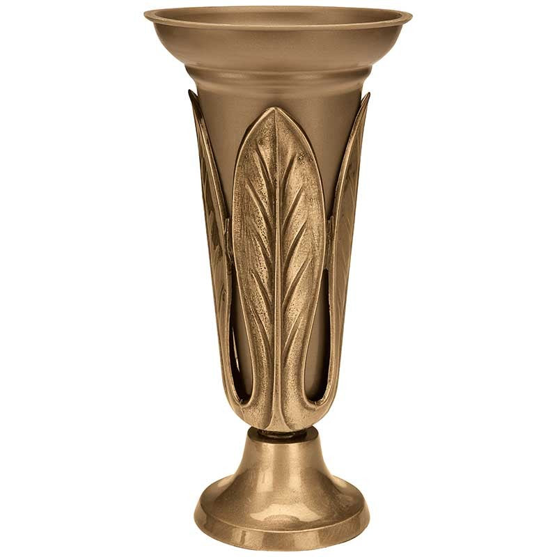 Vase à fleurs pour cimetière 30x14cm - Bronze, avec intérieur amovible - Sur pied 1170-R11
