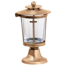 Farol portavelas para cementerio 17x10cm - De bronce, fijación a suelo 1178