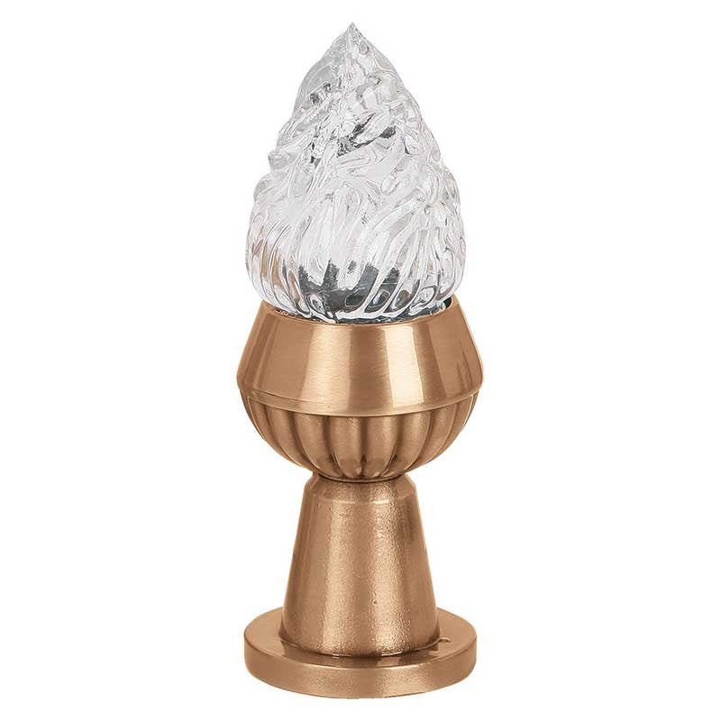 Farol luz a pilas para lápida 17cm - En bronce con llama de cristal tallado - De suelo 1183
