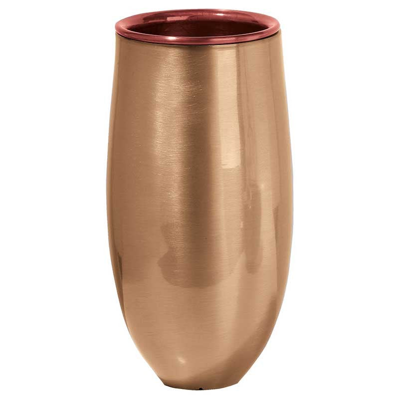 Vase à fleurs pour cimetière 19x8cm - Bronze, avec intérieur en cuivre - Sur pied 1255-R6