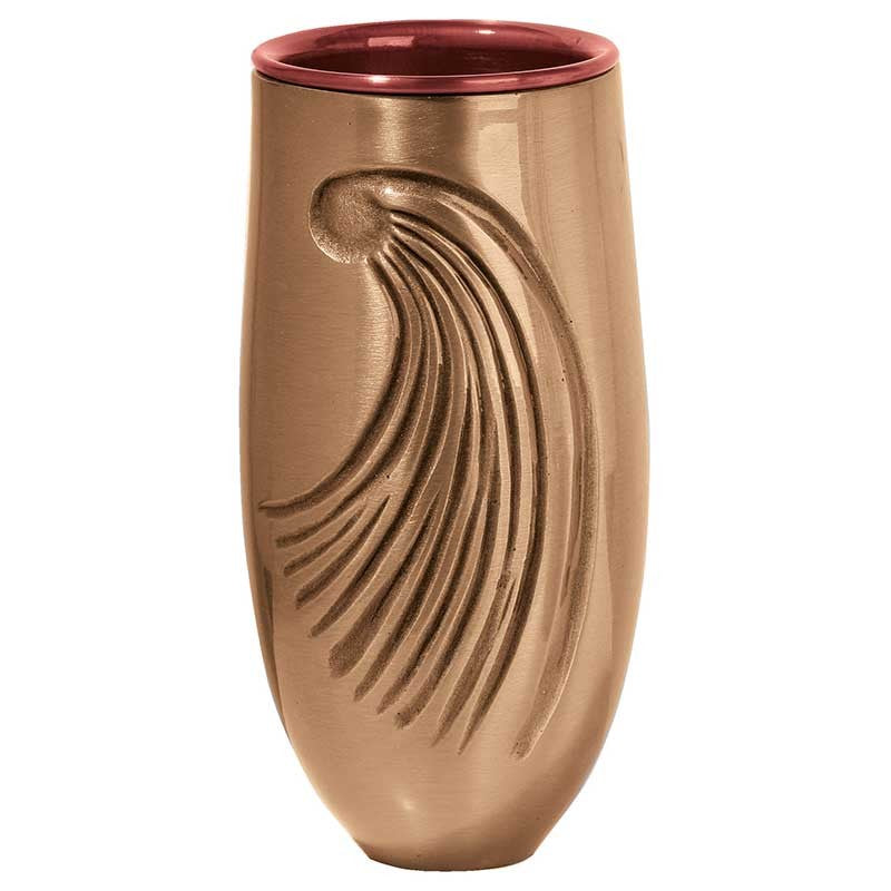 Vase à fleurs pour cimetière 19x8cm - Bronze, avec intérieur en cuivre - Sur pied 1253-R6