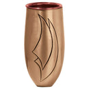Jarrón para lapidas y nichos de cementerio 19x8cm - En bronce, con deposito interior de cobre - De pared 1208-R6