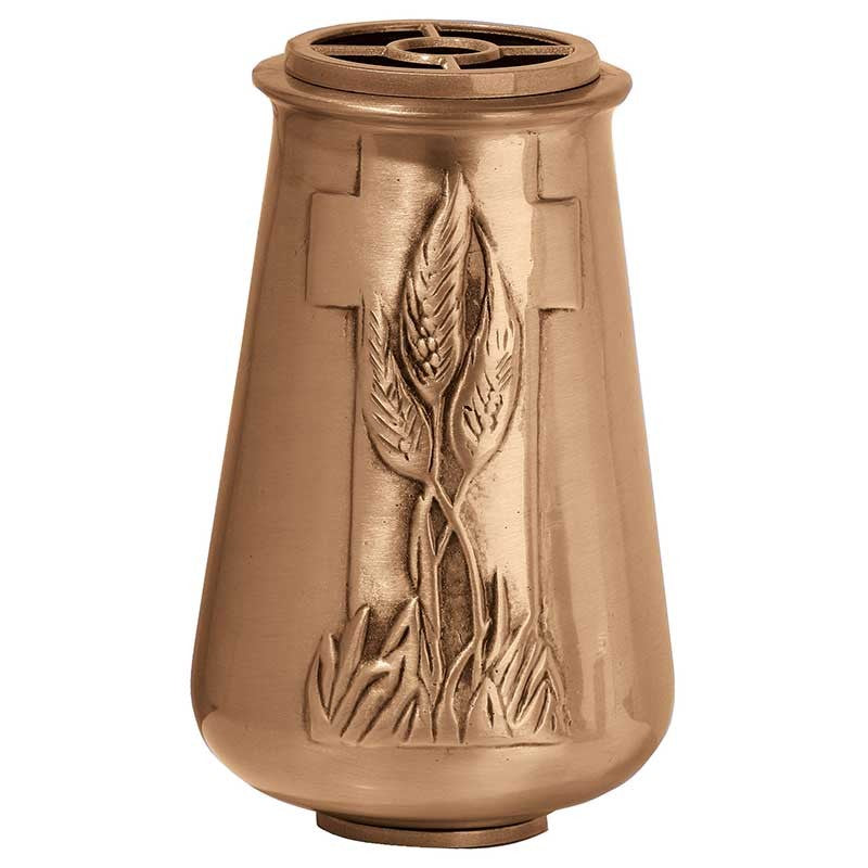 Vase à fleurs pour cimetière 20x13cm - Bronze, avec intérieur amovible - Sur pied 1247-P4