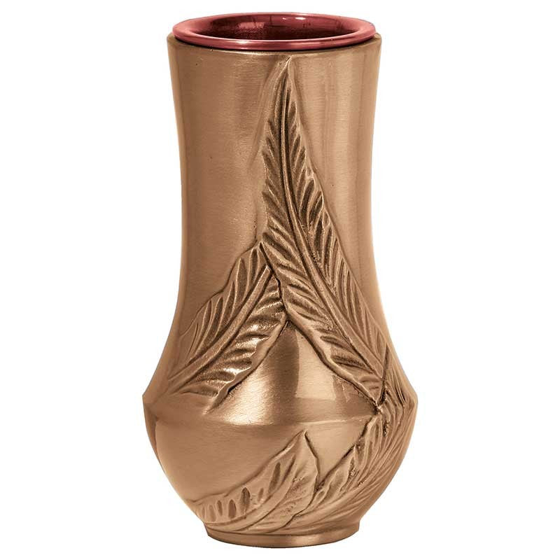 Vase à fleurs pour cimetière 20x11cm - Bronze, avec intérieur en cuivre - Sur pied 1284-R28