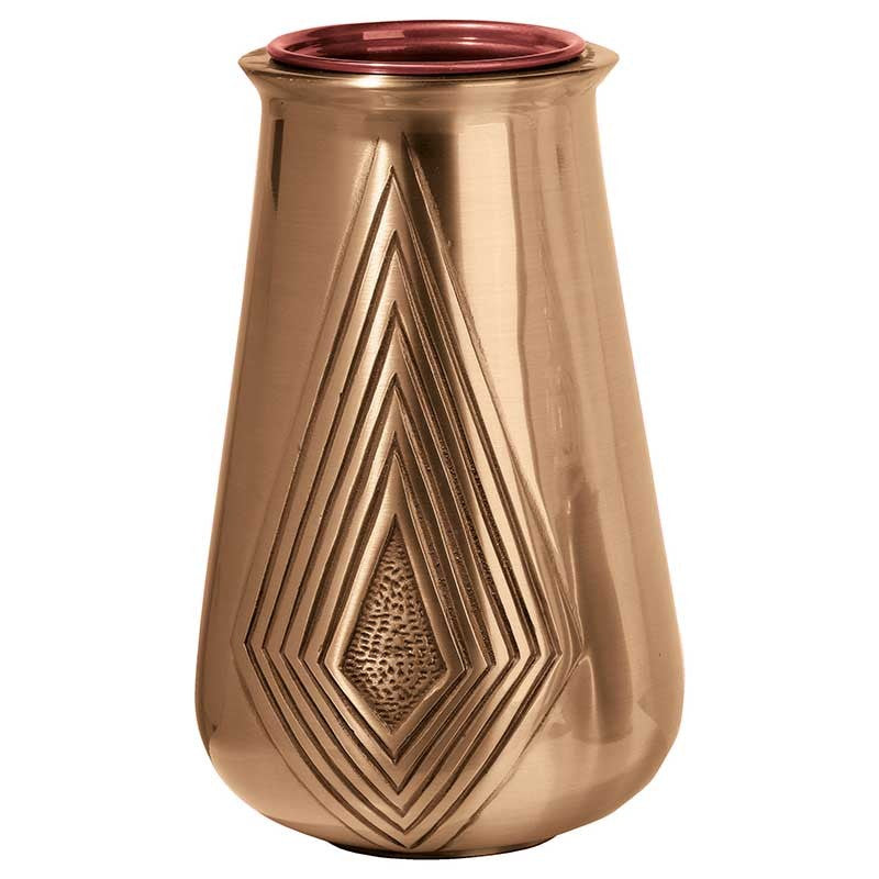 Vase à fleurs pour cimetière 30x18cm - Bronze, avec intérieur en cuivre - Sur pied 1273-R29