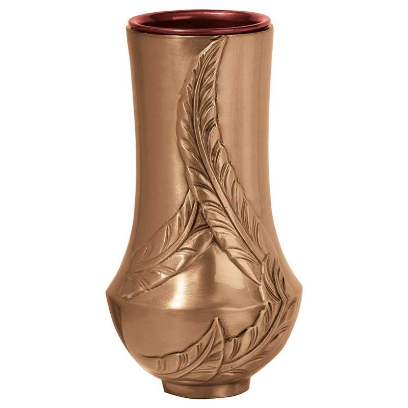 Vase à fleurs pour cimetière 28x16cm - Bronze, avec intérieur en cuivre - Sur pied 1335-R28