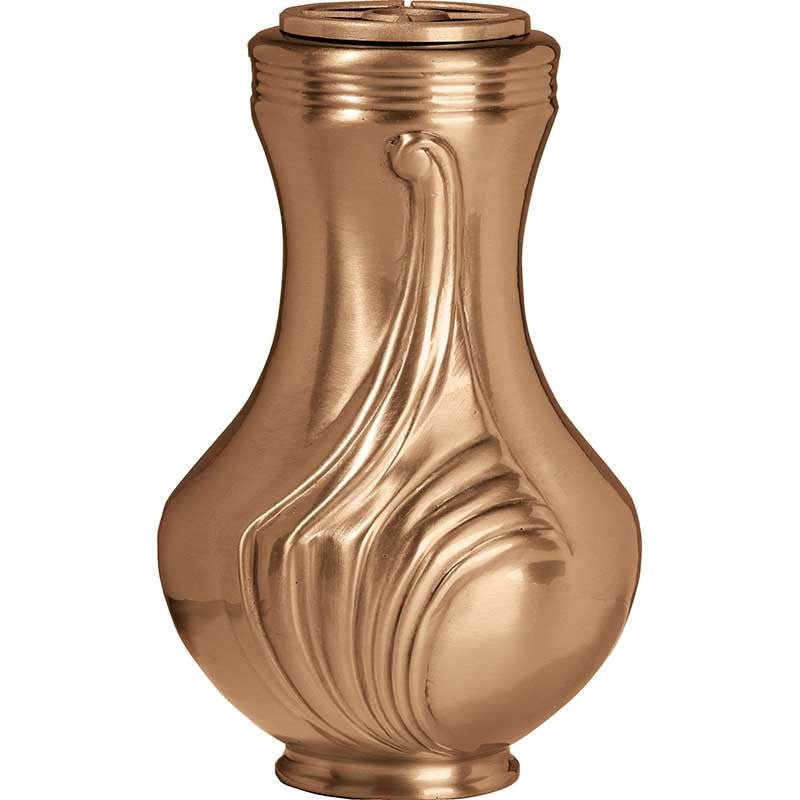 Vase à fleurs pour cimetière 28x18cm - Bronze, avec intérieur amovible - Sur pied 1337-P22