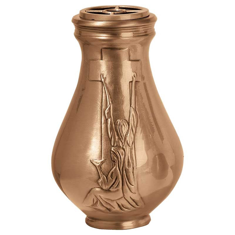 Vase à fleurs pour cimetière 28x18cm - Bronze, avec intérieur amovible - Sur pied 1345-P22