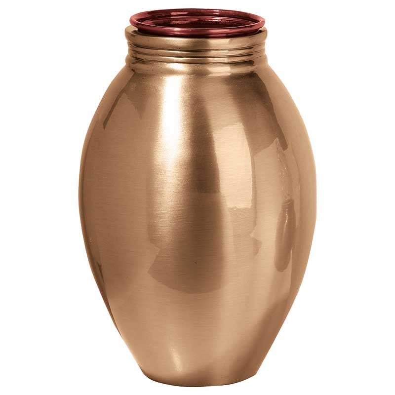 Vase à fleurs pour cimetière 28x18cm - Bronze, avec intérieur en cuivre - Sur pied 1347-R28