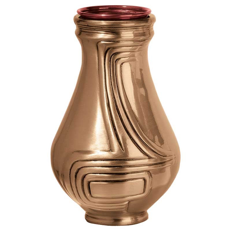 Vase à fleurs pour cimetière 28x18cm - Bronze, avec intérieur amovible - Sur pied 1353-P22