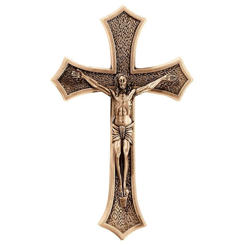 Grabsteinschmuck - Kruzifix mit Christus 20x12cm - Bronze, Wandmontage 2027-20