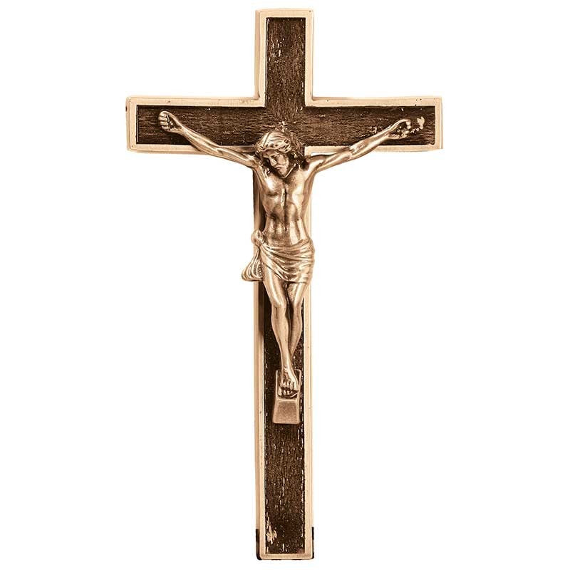 Grabsteinschmuck - Kruzifix mit Christus 24x13,5cm - Bronze, Wandmontage 2034-24