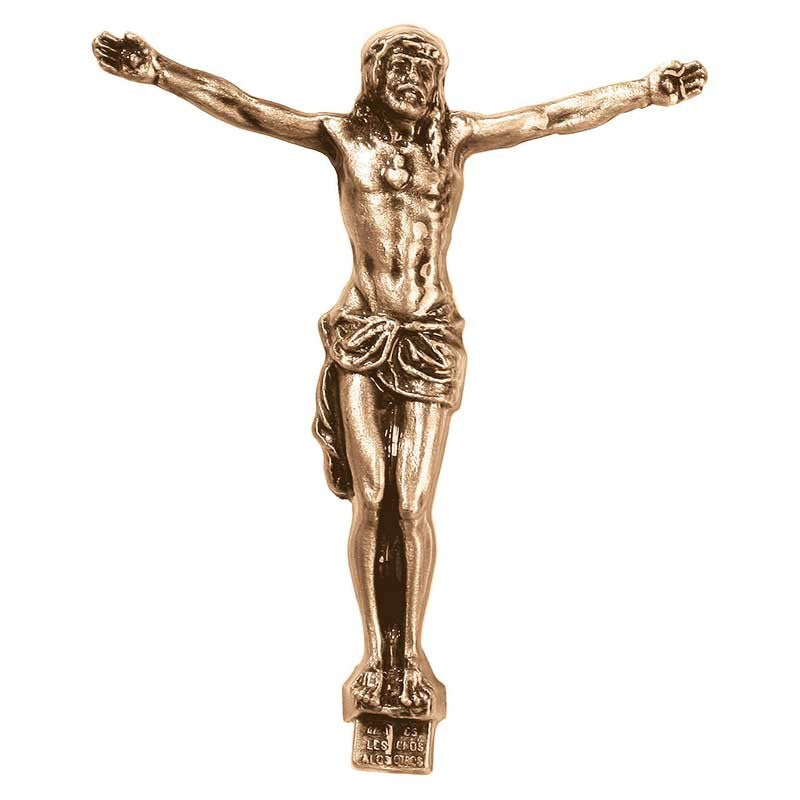 Grabsteinschmuck - Gekreuzigter Christus 12x9,5cm - Bronze, Wandmontage 2038-12