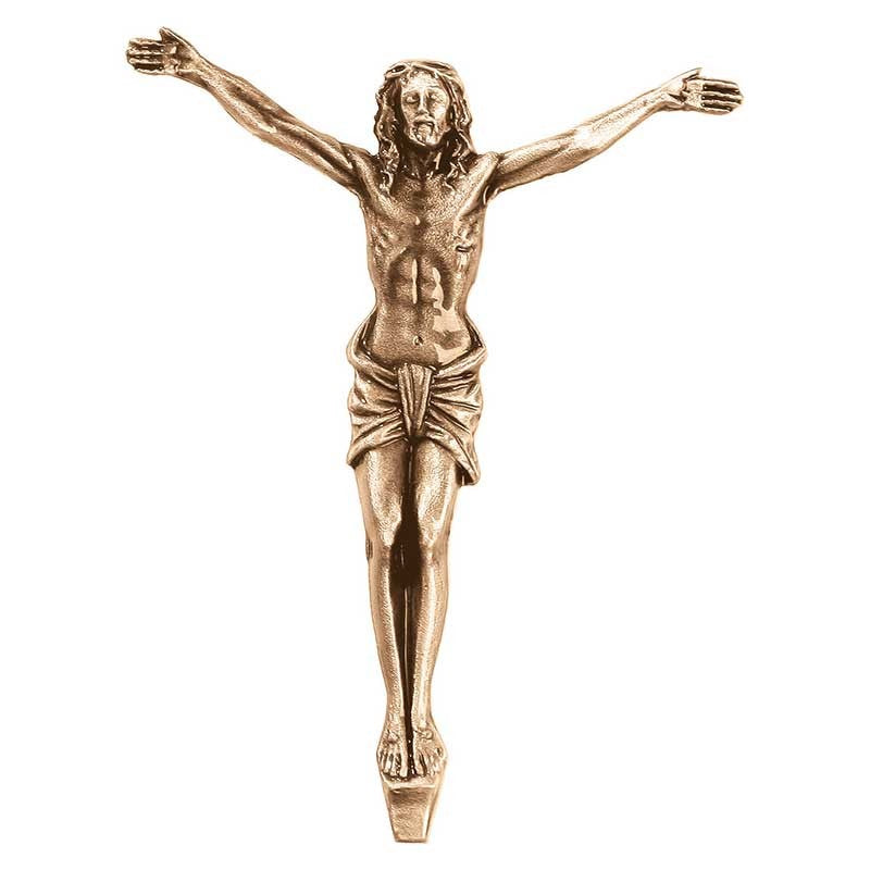 Grabsteinschmuck - Gekreuzigter Christus 6x4,5cm - Bronze, Wandmontage 2039-6