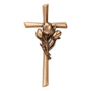 Décorations de pierres tombales - Crucifix avec tulipes Bronze, applique murale 2122 - Diverses tailles