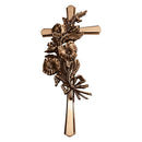 Figuras para nichos - Cruz de Bronce con flores 40x18cm - Fijación a pared 2177-40