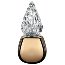 Farol luz a pilas para lápida 25cm - En bronce con llama de cristal tallado - De suelo 2338