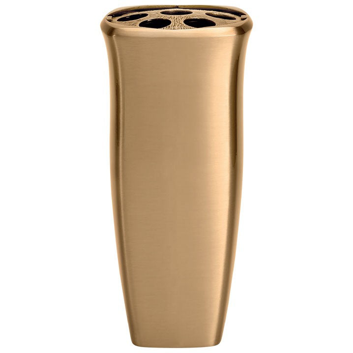 Vase à fleurs pour cimetière 26cm - Bronze, avec intérieur en plastique - Sur pied 2412/P