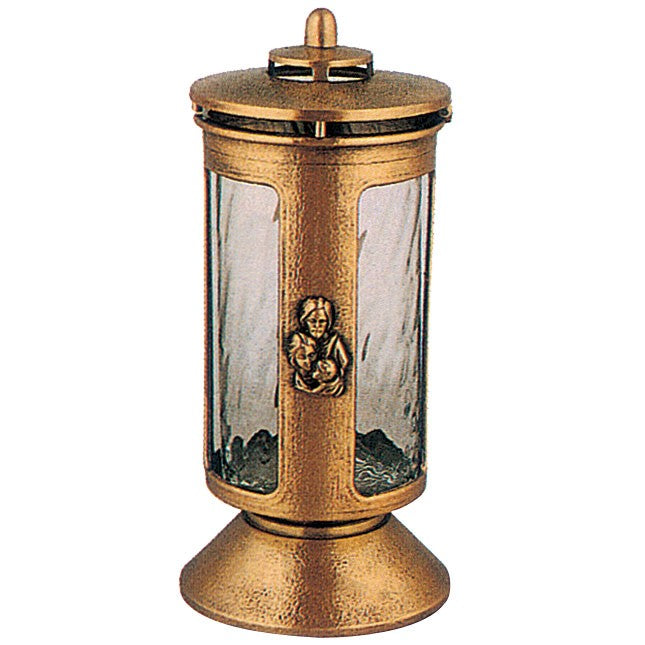 Lampada cimiteriale per lumini votivi 10x29cm - In bronzo, a parete 2439