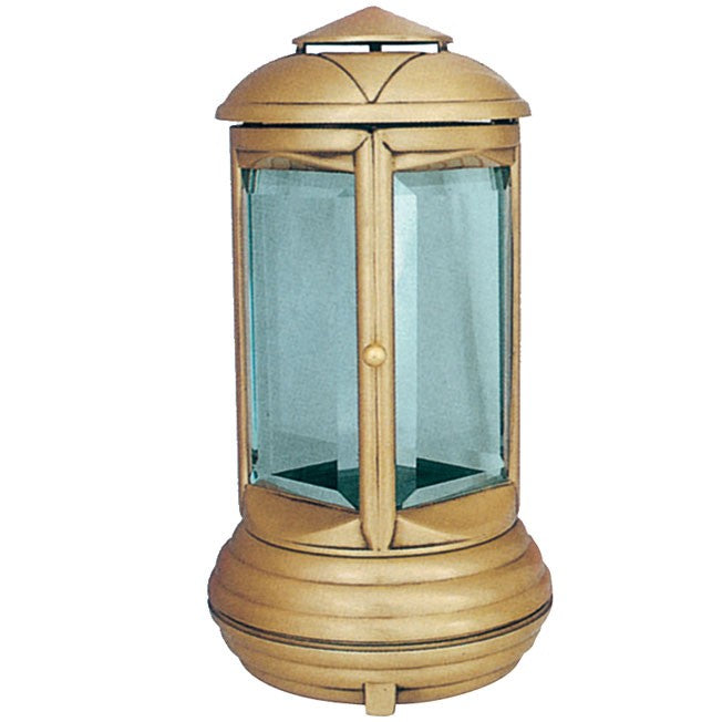 Farol portavelas para cementerio 29cm - De bronce, fijación a suelo 2482