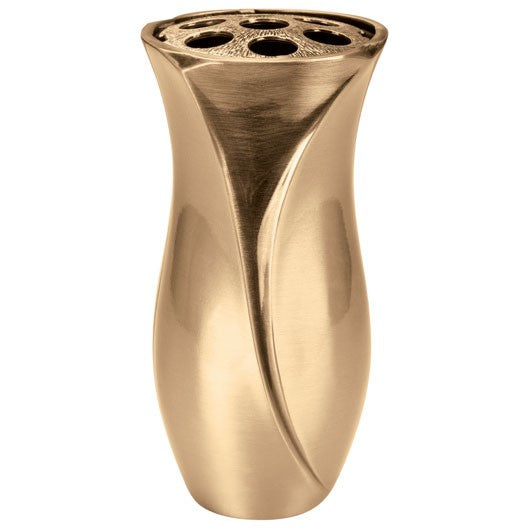 Vase à fleurs pour cimetière 24cm - Bronze, avec intérieur en plastique - Sur pied 2489/P