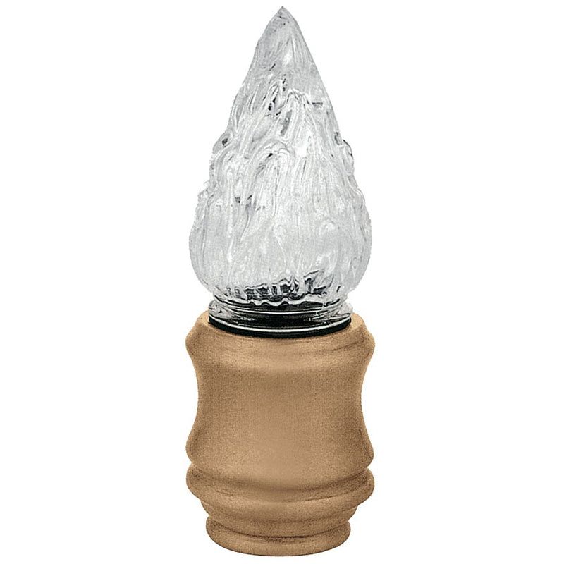 Farol luz a pilas para lápida 18cm - En bronce con llama de cristal tallado - De suelo 2546