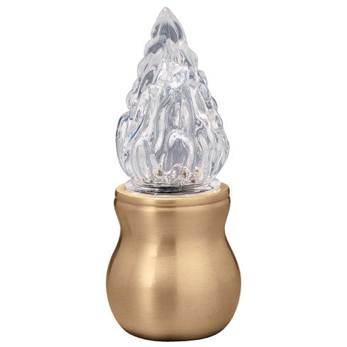 Farol luz a pilas para lápida 25cm - En bronce con llama de cristal tallado - De suelo 2557