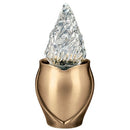 Farol luz a pilas para lápida 18cm - En bronce con llama de cristal tallado - De pared 2614