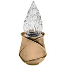 Farol luz a pilas para lápida 18cm - En bronce con llama de cristal tallado - De suelo 2624